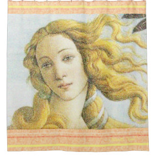 Botticelli Venus face pixel art Shower Curtain