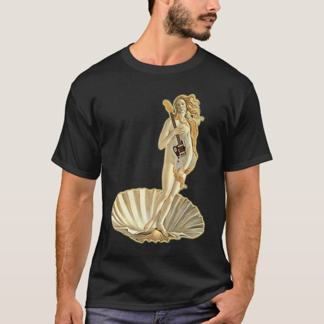 Botticelli Venus With Electric Guitar Rock Guitari T-Shirt (Front)