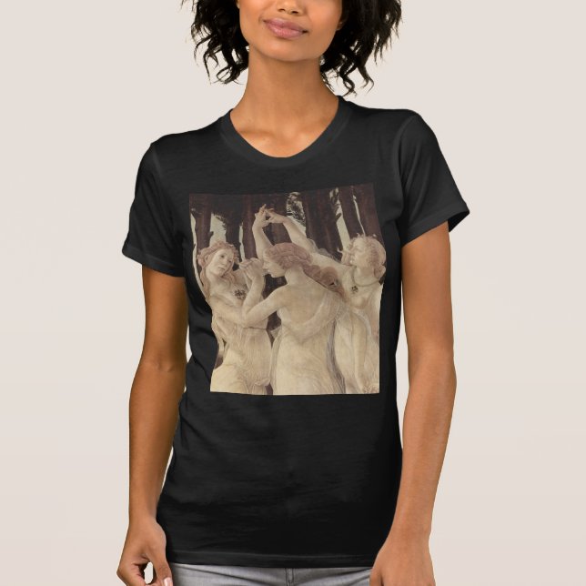 Botticelli's Three Graces Black T T-Shirt (Front)