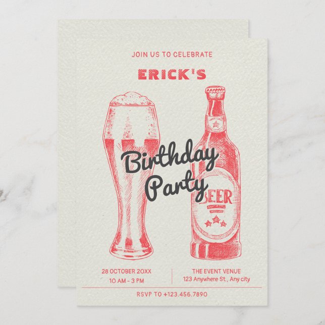 Bottle and beer Party Invitation (Front/Back)