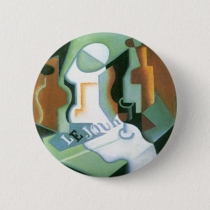 Bottle and Fruit Dish by Juan Gris, Vintage Cubism 6 Cm Round Badge