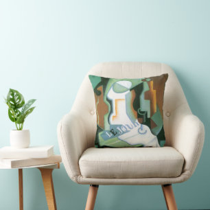 Bottle and Fruit Dish by Juan Gris, Vintage Cubism Cushion