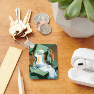 Bottle and Fruit Dish by Juan Gris, Vintage Cubism Key Ring