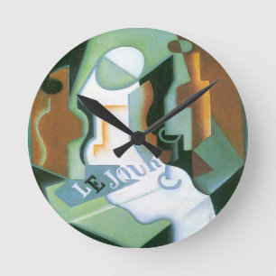 Bottle and Fruit Dish by Juan Gris, Vintage Cubism Round Clock