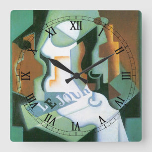 Bottle and Fruit Dish by Juan Gris, Vintage Cubism Square Wall Clock