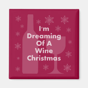 Bottle And Glass: Wine Christmas Magnet
