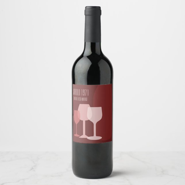 Bottle and glasses wine label (Front)