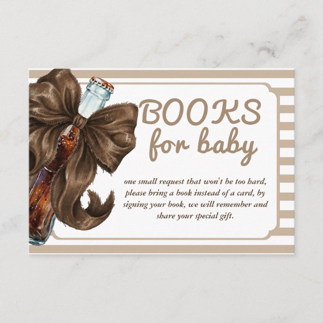 Bottle Bow Baby Shower Book Request Enclosure Card (Front)