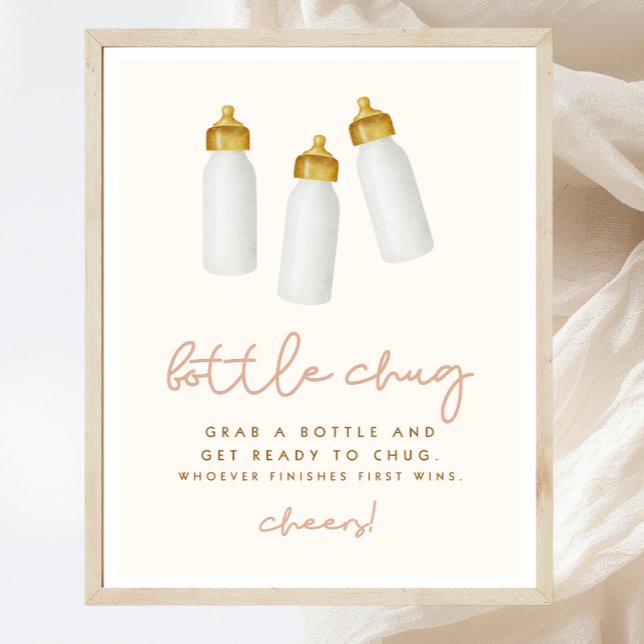 Bottle Chug Boho Baby Shower Game Sign (Creator Uploaded)