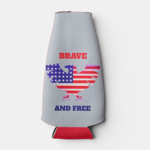 Bottle Cooler Brave And Free American Eagle Flag