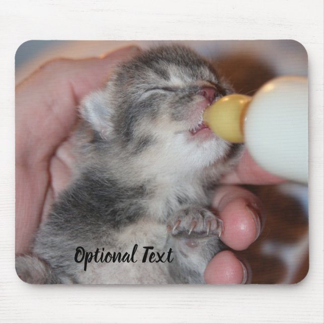Bottle Feeding Newborn Rescue Tabby Kitten Mouse Pad (Front)