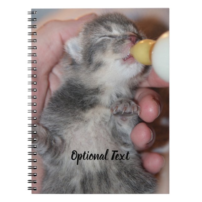 Bottle Feeding Newborn Rescue Tabby Kitten Notebook (Front)