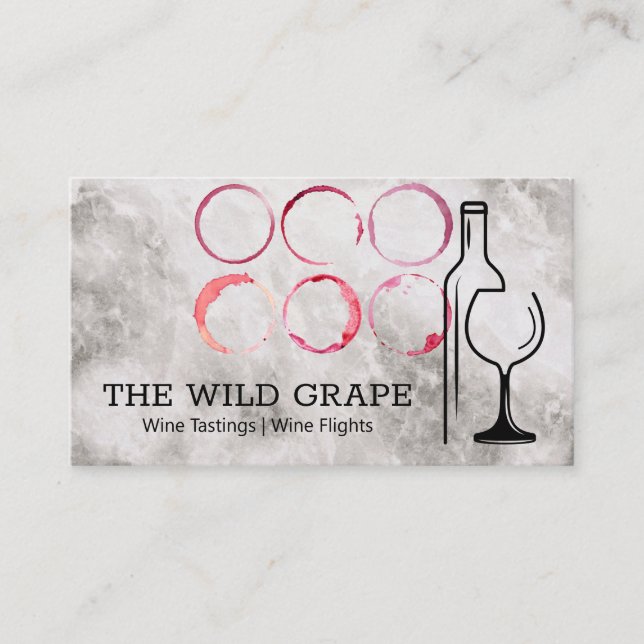 Bottle Glass Logo | Wine Stains | Marble  Business Card (Front)