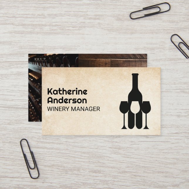Bottle Glasses Logo | Wine Collection Business Card (Front/Back In Situ)