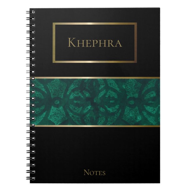 Bottle Green Batik Simple Name Notebook (Front)