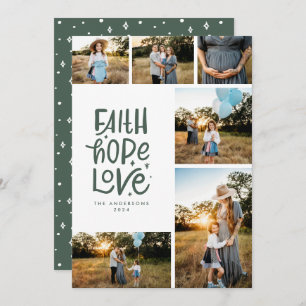 Bottle green faith hope love multiple Photo Holiday Card