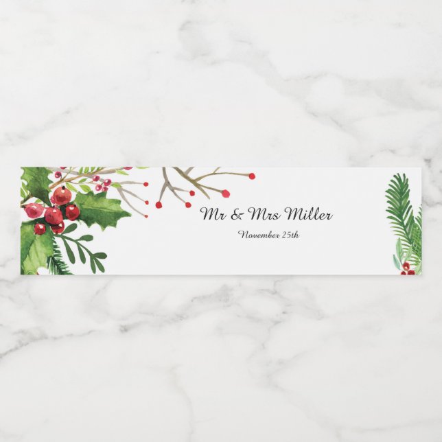 Bottle Label Botanical Watercolor Wedding (Single Label)