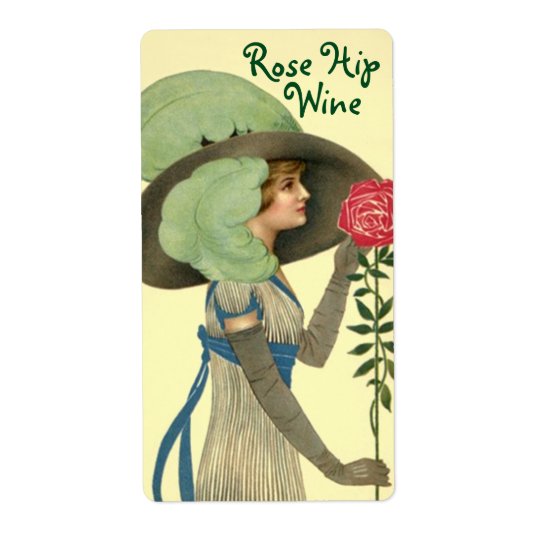 Bottle Label for Homemade Wine Rose Hip Roses Shipping Label