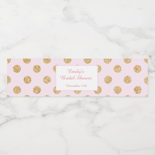 Bottle Label Glitter Gold Blush Pink Bridal Shower (Single Label)