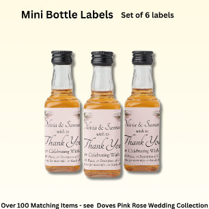 Bottle Labels, Pink Roses & Doves Liquor Bottle Label