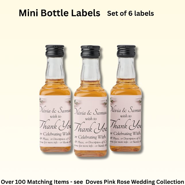 Bottle Labels, Pink Roses & Doves  Liquor Bottle Label (Creator Uploaded)