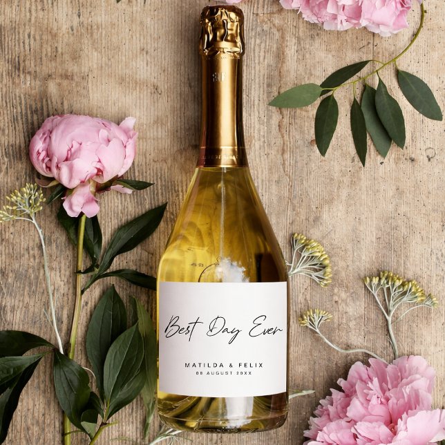 Bottle Labels Wedding | Best Day Ever Simple Label (Personalized wedding bottle labels for favors, showers, receptions, and welcome drinks)