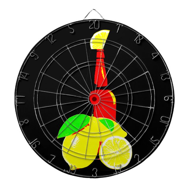 Bottle of Beer and Lemons Dartboard (Front)