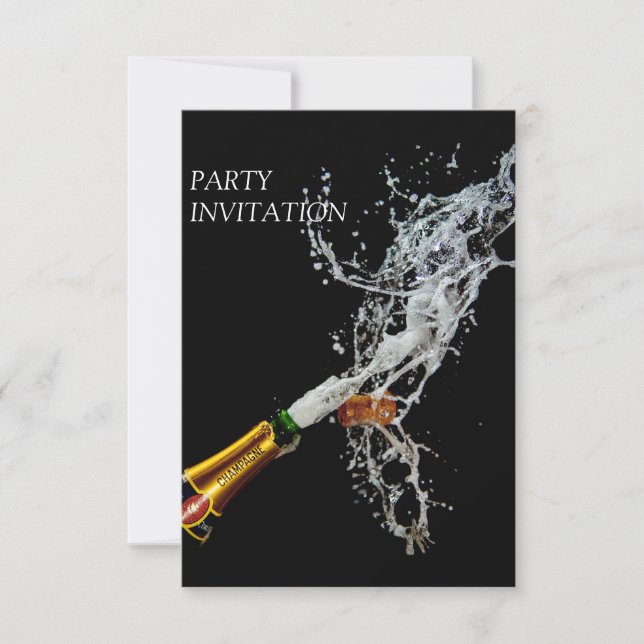 Bottle of Champagne	 Party Invitation (Front)