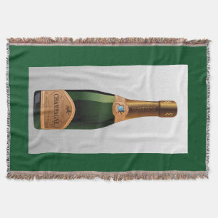 BOTTLE OF CHAMPAGNE THROW BLANKET