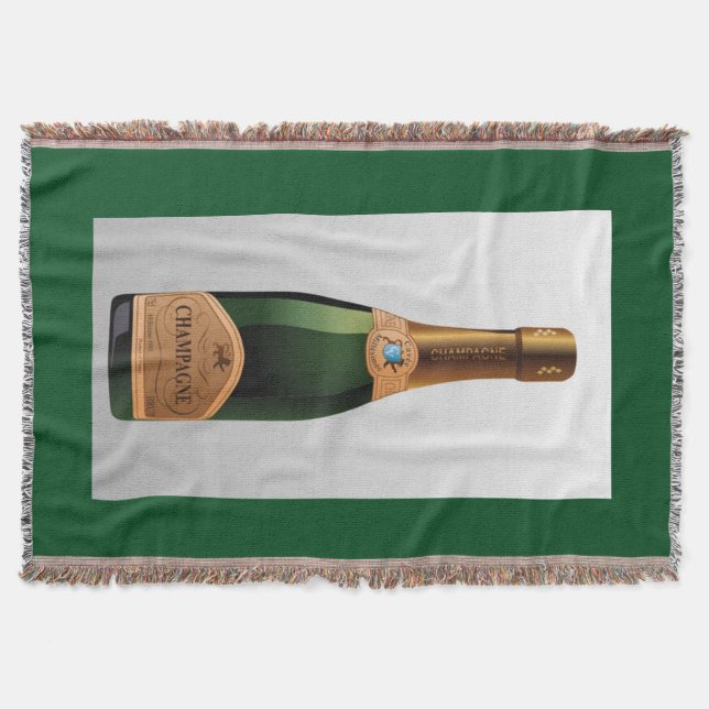 BOTTLE OF CHAMPAGNE THROW BLANKET (Front)