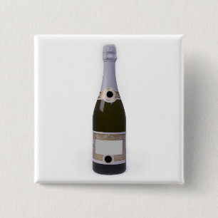 Bottle of Champagne with blank label 15 Cm Square Badge