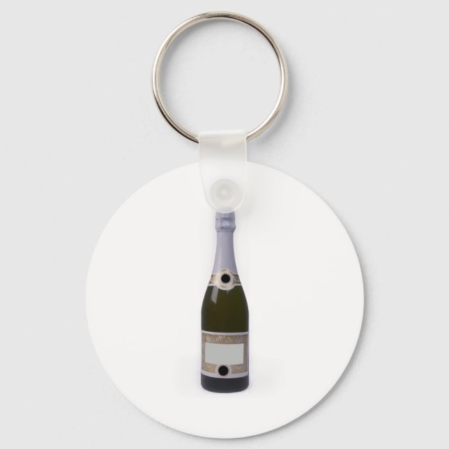 Bottle of Champagne with blank label Key Ring (Front)