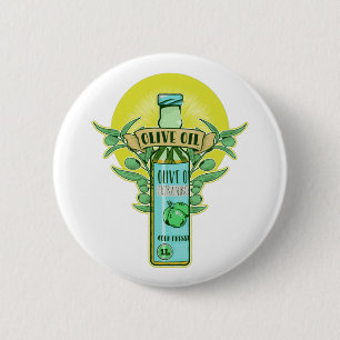 Bottle of olive oil 6 cm round badge