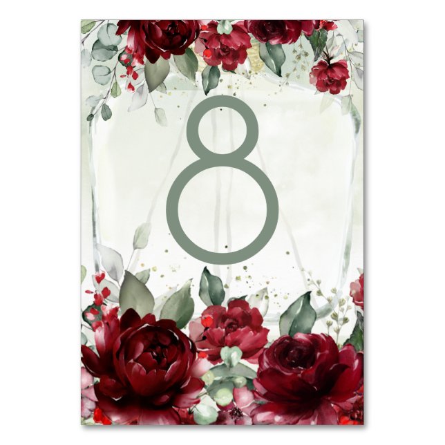 Bottle Of Peonies Wedding Table Number Card (Front)