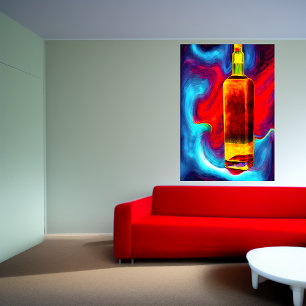 Bottle of whiskey, colourful background   AI Art  Poster
