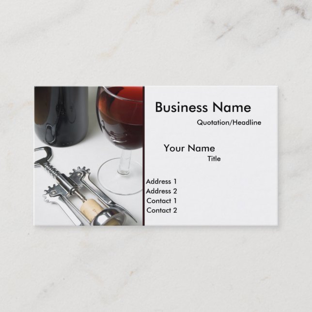Bottle of Wine Business Cards (Front)
