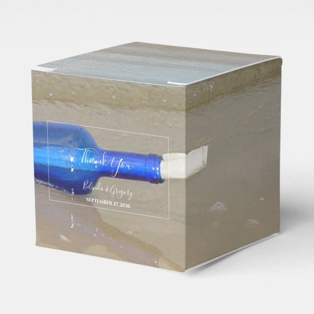 Bottle On Beach Sand Wedding Favour Box (Front Side)