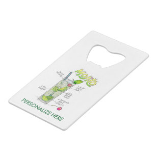 BOTTLE OPENER - MOJITO RECIPE COCKTAIL ART