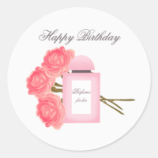Bottle Perfume and Bouquet of Roses Classic Round Sticker