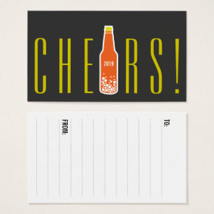 Bottle Pop Cheers New Year Holiday Party Gift Tag