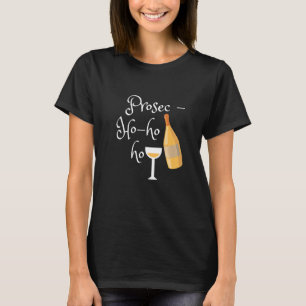 Bottle Prosec Glass Christmas Holiday Good Mood T-Shirt