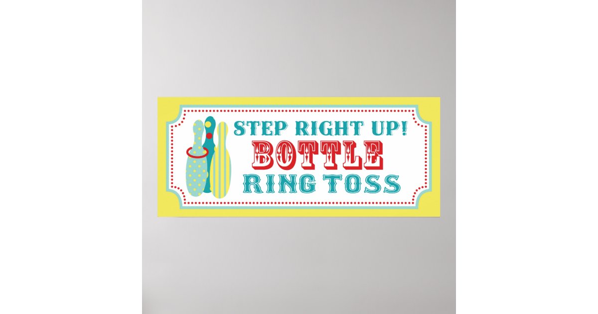 Throw Ring Sign Bottle Ring Toss Sign for Carnival Circus Birthday | Zazzle