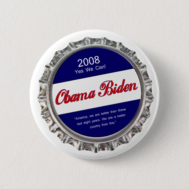 bottlecap obama biden 6 cm round badge (Front)