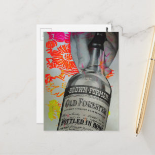 Bottled in Bond Whisky Bottle Floral Collage Postcard