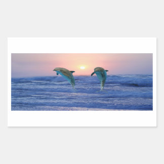 Bottlenose Dolphin at Sunrise Rectangular Sticker