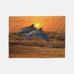 Bottlenose Dolphin at Sunset Fleece Blanket