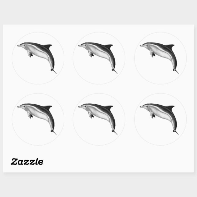 BOTTLENOSE DOLPHIN CLASSIC ROUND STICKER (Sheet)