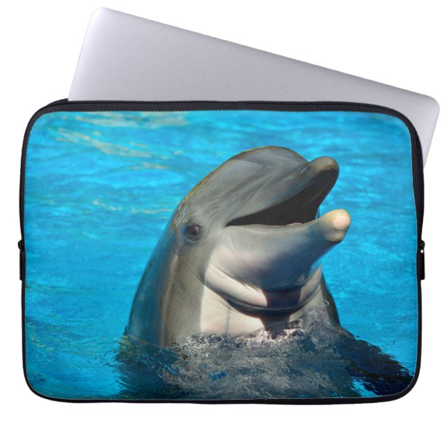 Bottlenose dolphin head laptop sleeve (Front)