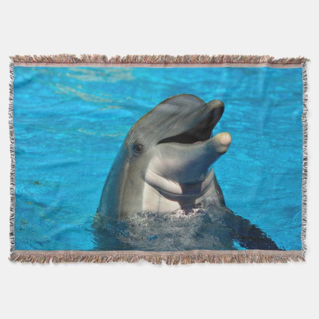 Bottlenose dolphin head throw blanket (Front)