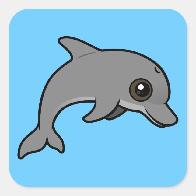 Bottlenose Dolphin Square Sticker (Front)